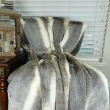 Thomas Collection Luxury Tissavel Gray Cream Chinchilla Faux Fur Throw, Handmade in USA, 16444T