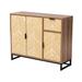 Josephine Mid-Century Modern Transitional Two-Tone Walnut and Natural Brown Finished Wood and Black Metal 3-Door Sideboard