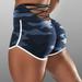 Women Basic Slip Bike Shorts Compression Workout Leggings Yoga Shorts Capris Blue XXL
