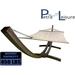 Petra Leisure 14 Ft. Brown Wooden Arc Hammock Stand + Premium Quilted Beige Color Double Padded Hammock Bed. 2 Person Bed. 450 LB Capacity