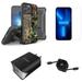 Accessories Bundle for iPhone 14 Pro Max Case - Heavy Duty Rugged Protector Cover (Hunting Camo) Belt Holster Clip Screen Protectors UL Listed Wall Charger Retractable USB C to Lightning Cable