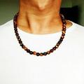 Handmade Vintage Necklaces 6/8MM Natural Tiger Eye Stone Beads Necklaces Men