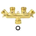 NPT3/4 Heavy Duty 4 Way Brass Garden Hose Splitter Connector with 4 Valves