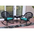 Jeco 3 Piece Santa Maria Black Wicker Rocker Chair Set