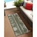 Rugs.com Outdoor Bohemian Collection Rug â€“ 5 Ft Runner Green Flatweave Rug Perfect For Hallways Entryways