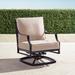 Grayson Swivel Lounge Chair with Cushions in Black Finish - Salta Palm Dune - Frontgate