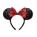 Disney Accessories | Disney Parks Minnie Mouse Red Bow Black Sequin Ear Headband | Color: Black/Red | Size: Os