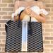 Michael Kors Bags | Michael Kors Large Mk Logo Jacquard Tote Bag Black Silver Center Stripe | Color: Black/Silver | Size: Os