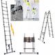 Royalswill 5M Telescopic Ladder 16.5FT Extension Ladder 2.5M+2.5M A-Frame Multi-Purpose Anti-Slip Folding Ladder LightweightLoft Ladders Collapsible Ladder for Outdoor Indoor Work, 330 Pound Capacity