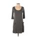 Rolla Coster Casual Dress - Shift Scoop Neck 3/4 sleeves: Gray Print Dresses - Women's Size Small