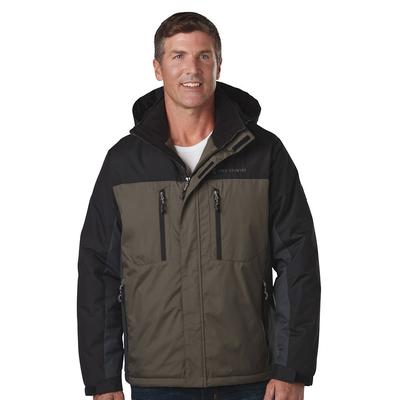 Free Country Men's Trifecta Mid-Weight Jacket (Size M) Dark Olive/Jet Black/Deep Charcoal, Polyester