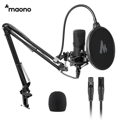 Maono – Kit de Microphone professionnel à condensateur XLR cardioïde pour Studio Podcast
