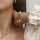 Bracelet à mailles cubaines en acier inoxydable pour femmes bijoux à trois perles accessoires à