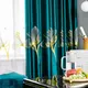 Rideaux en Satin brodé de fleurs de lys pour chambre à coucher traitement de fenêtre bleu de luxe