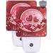 menggutong Valentines Day Beautiful Flowers Wreath Love Heart On Red Auto Sensor LED Dusk to Dawn Night Light in Pink/Red | Wayfair