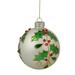 Northlight Seasonal 4.5" White Glass Christmas Ball Ornament w/ Holly Leaves Glass in Brown/Green/Red | 4.5 H x 4 W x 4 D in | Wayfair