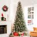The Holiday Aisle® Traditional Frosted Pre-Lit Artificial Spruce Christmas Tree w/ Stand, Pine Cones, Faux Berries, Metal in Gray | 57 W in | Wayfair