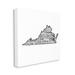 17 Stories Virginia Typography Cities - Wrapped Canvas Graphic Art Canvas in Black/White | 17 H x 17 W x 1.5 D in | Wayfair