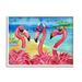 Trinx Flamingo Friends Tropical Island Coast by Paul Brent - Graphic Art on Wood in Blue/Brown/Pink | 11 H x 14 W x 1.5 D in | Wayfair