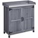 Red Barrel Studio® Outdoor Garden Wooden Storage Cabinet Potting Bench Table Wood in Gray | 37 H x 36 W x 16 D in | Wayfair