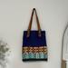 Anthropologie Bags | Jasper & Jeera Beaded Shoulder Tote With Brown Leather Handles | Color: Blue/Brown | Size: Os