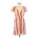 Forever 21 Casual Dress - A-Line V Neck Short sleeves: Orange Print Dresses - Women's Size Small