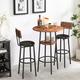 17 Stories 3-Piece Bar Table Set for 2, 2-Tier Round Bistro Dining Table & PU Stools, Counter Height Table in Black/Brown | Wayfair