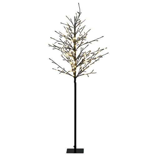 Outdoor LED Weihnachtsbeleuchtung Schwarz Metall 150 cm in Tannenbaumform mit Stromanschluss zum Aufstellen für Außen Deko Adventsdekoration