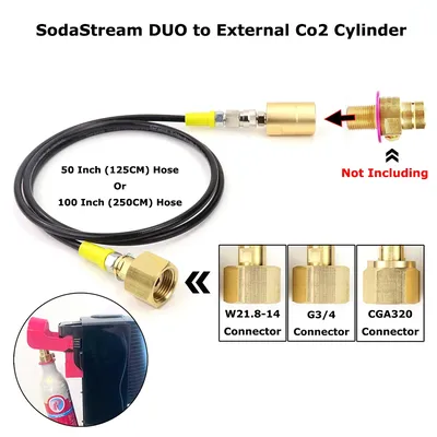 Rapide allergique SodaStream Terra DUO Art à externe CO2 précieux Adaptateur Tuyau Kit W21.8-14 ou