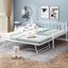 Elegant and Simple Design Full Size Metal Daybed with Twin Size Adjustable Trundle, Portable Folding Trundle for Bedroom