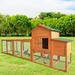 121'' Large outdoor Wooden Chicken Coop with Nest Box Wire Fence