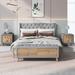 Mreax 4-Pieces Bedroom Set Upholstered Platform Bed with 2 Nightstands and Storage Bench