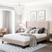 Queen Size Glam Velvet Wingback Upholstered Platform Bed with Foam Padded Headboard / Box Spring Needed / Fit up to 500LBS