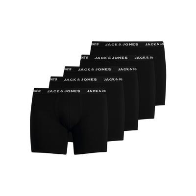 Boxershorts "JACHUEY mit leichtem Komfort im 5er-Pack", Herren, Gr. 6XL, schwarz, Obermaterial: 95% Baumwolle, 5% Elasthan, JACK & JONES PLUSSIZE, Unterhosen, unifarben, casual, regular fit, Baumwollmischung Image