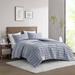 Beautyrest Maddox 3 Piece Striated Cationic Dyed Oversized Duvet Cover Set with Pleats (Insert Excluded)