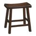 Wooden 18 Counter Height Stool with Saddle Seat Warm Cherry Brown Set Of 2- Saltoro Sherpi