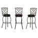 Linon Caroline Set of 3 Adjustable Metal Leg Stools Faux Leather Seats in Brown