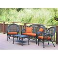 4 Piece Santa Maria Espresso Wicker Conversation Set Brick Orange Cushion