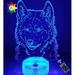 YSITIAN Creative 3D Wolf Night Light 16 Colors Changing USB Power Remote Control Touch Switch Decor Lamp Optical Illusion Lamp LED Table Desk Lamp YT-7395