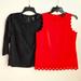 J. Crew Tops | J Crew Lot Of 2 Tops Womens Size 2 Black Lace 3/4 Sleeve Red Scalloped S | Color: Black/Red | Size: 2