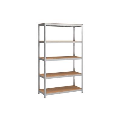 UAC Schwerlastregale 200 x 120 x 60 cm bis 875 kg belastbar, Stecksystem, Lagerregal, Werkstattregal, 5 verstellbare Ablagen, Metallregal, silbern Image