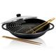 KRÜGER Leipzig Cast Aluminium Wok with Glass Lid and Accessories 36 cm - Wok Pan with Non-Stick Coating - Perfect for Preparing Vegetables, Pasta and Rice Pans