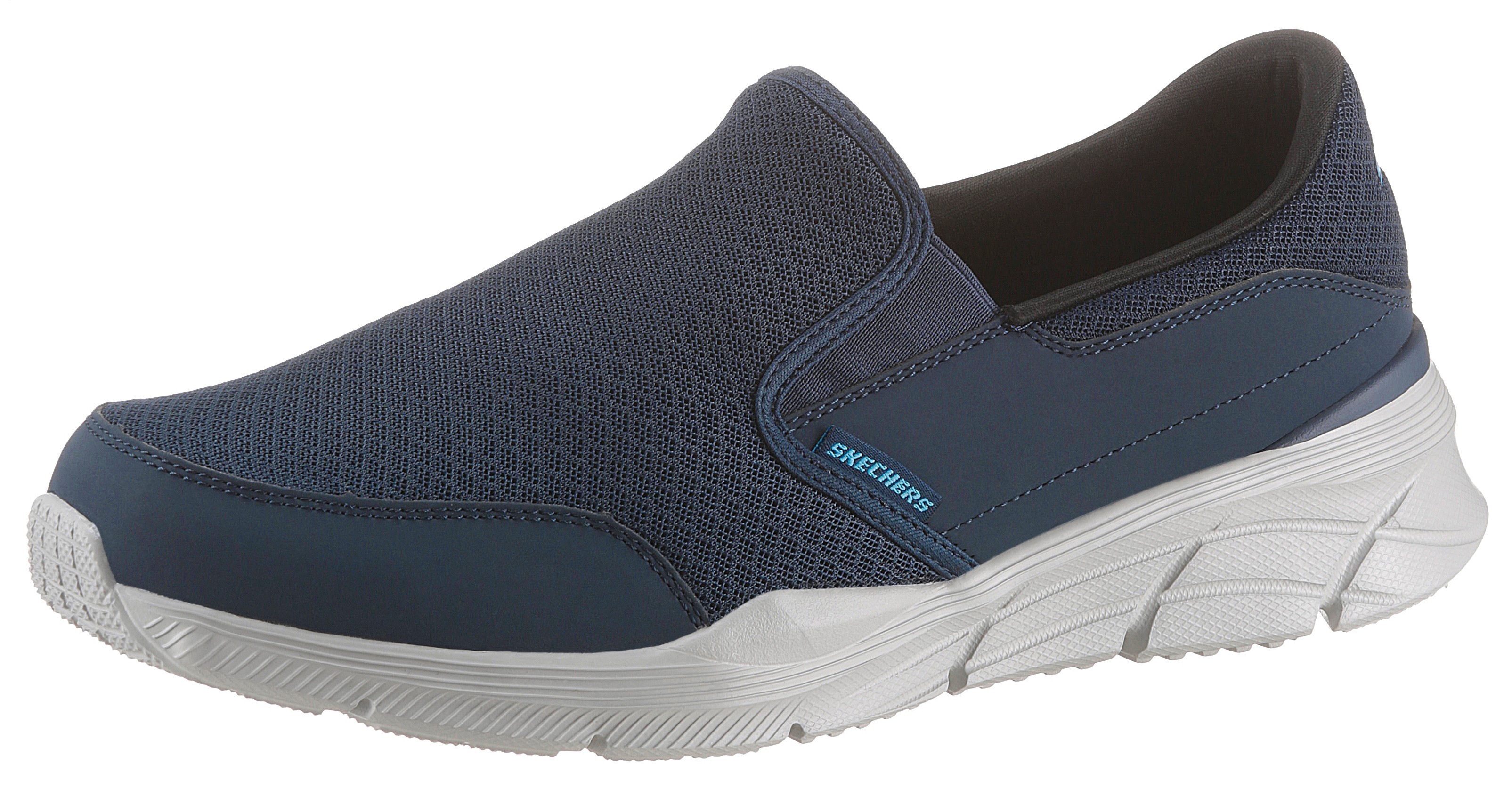Slip-On Sneaker SKECHERS "Equalizer", Herren, Gr. 44, blau (navy), Synthetik, Textil, unifarben, Schuhe, Slipper, Freizeitschuh mit Air Cooled Memory Foam Ausstattung