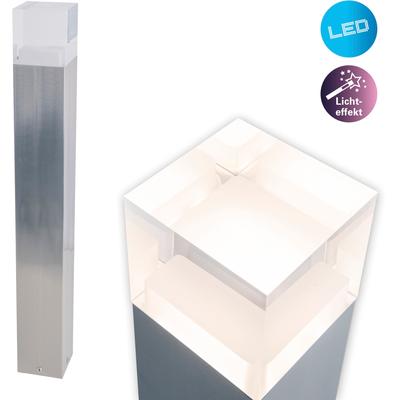 LED Außen-Stehlampe NÄVE "Leah", grau, B:8,00cm H:62,00cm L:8,00cm, Lampen, Edelstahl/Kunststoff in metall blank/opal incl. 15x LED warmweiß IP44 Image