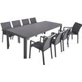 Garten-Essgruppe GARDEN PLEASURE "AMIRA" Sitzmöbel-Sets Gr. B/H/T: 300 cm x 89 cm x 56 cm, ausziehbar, grau (grau, hellgrau, dunkelgrau) Outdoor Möbel mit ausziehbarem Tisch