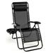 Costway Outdoor Folding Zero Gravity Reclining Lounge Chair with Utility Tray-Black