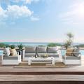 Tahoe Outdoor Aluminum 4-piece Conversation Set w/ Coffee Table by Modway Metal in Gray/White | 33 H x 89 W x 31.5 D in | Wayfair EEI-5749-WHI-GRY
