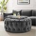 Amour Tufted Button Large Round Performance Velvet Ottoman by Modway Polyester/Stain Resistant in Gray | 16.5 H x 40 W x 40 D in | Wayfair