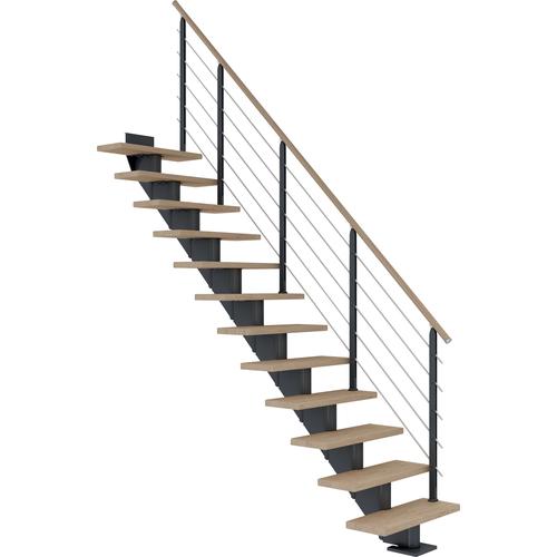 „DOLLE Mittelholmtreppe „“Hamburg““ Treppen Eiche weißMetall Gr. gerade, grau (anthrazit) Treppen“