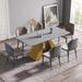 70.87" Modern Artificial Stone Straight Edge Metal Leg Dining Table